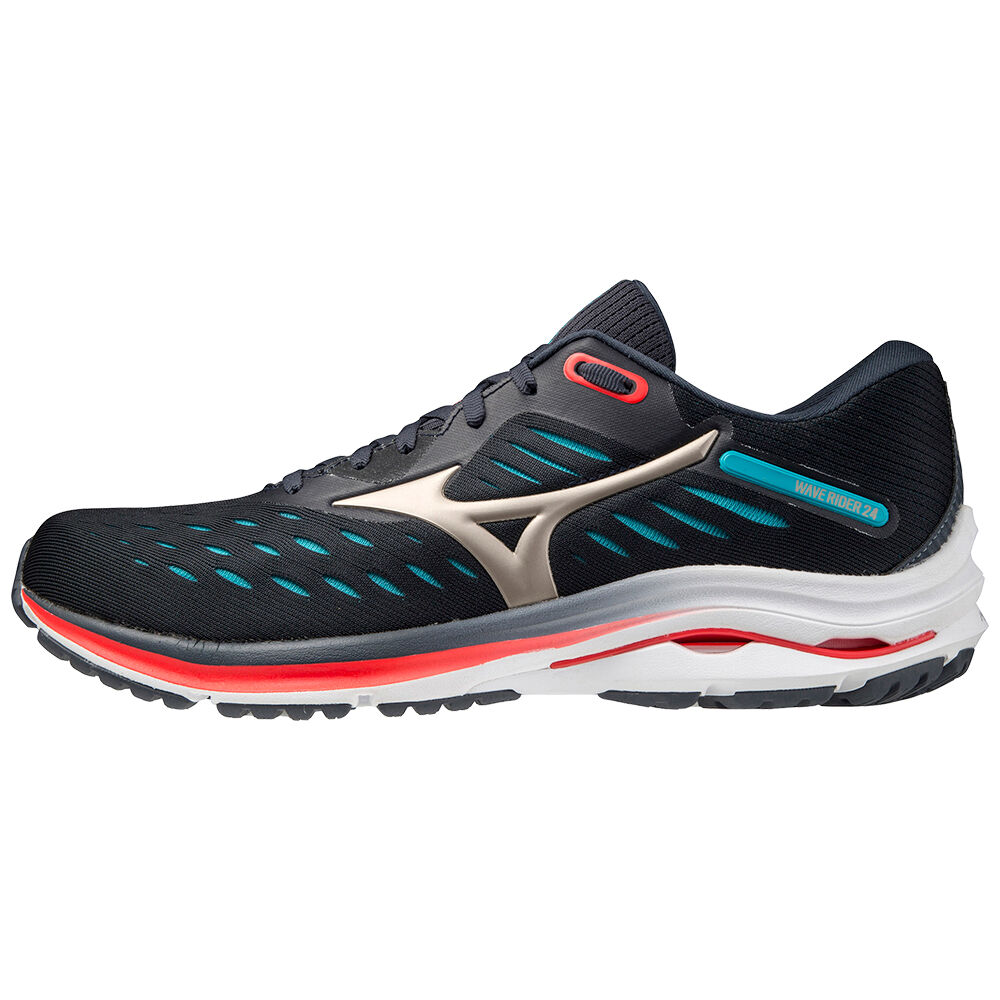 Mizuno Men's Wave Rider 24 Running Shoes Navy/Platinum/Blue (J1GC200342-FAT)